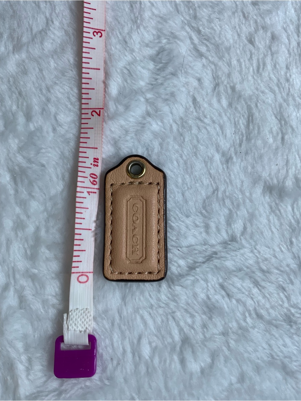 Coach Tan Leather Key Tag with Brass Grommet